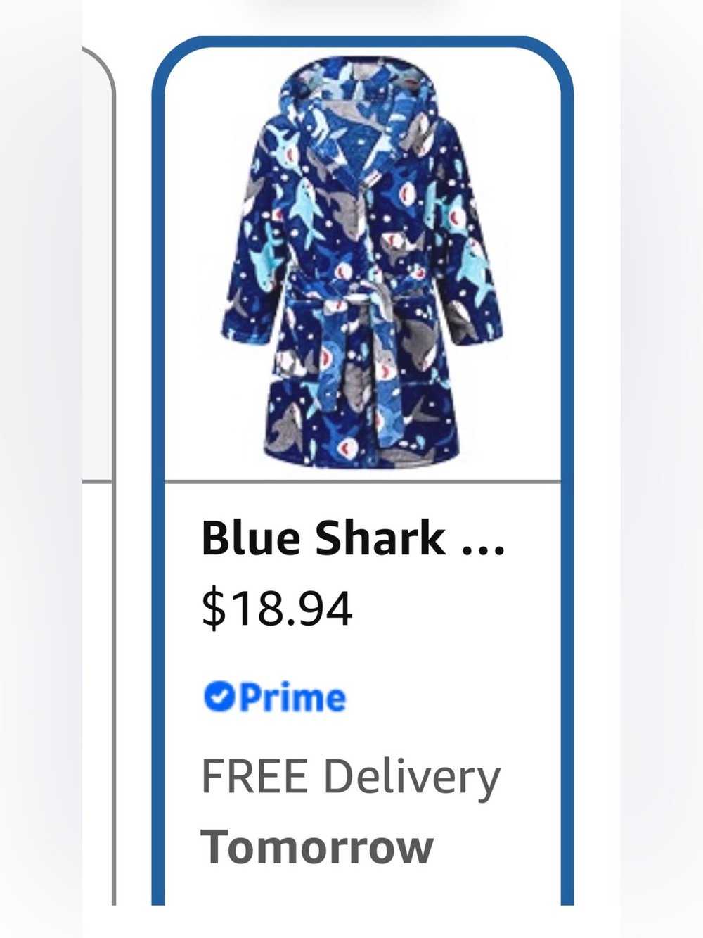 Blue Shark Hooded Pool Coverup Beach Towel Bathrobe Robe Pajamas Sleepwear